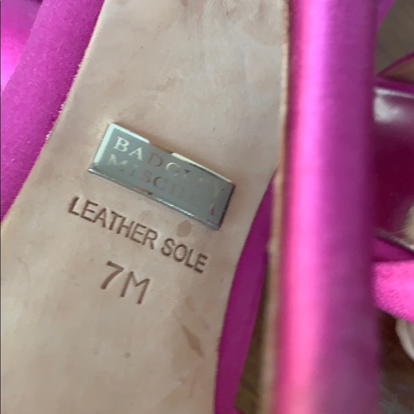 Badgley Mischka Pink Satin Strappy Party Heel 7 - Picture 6 of 6